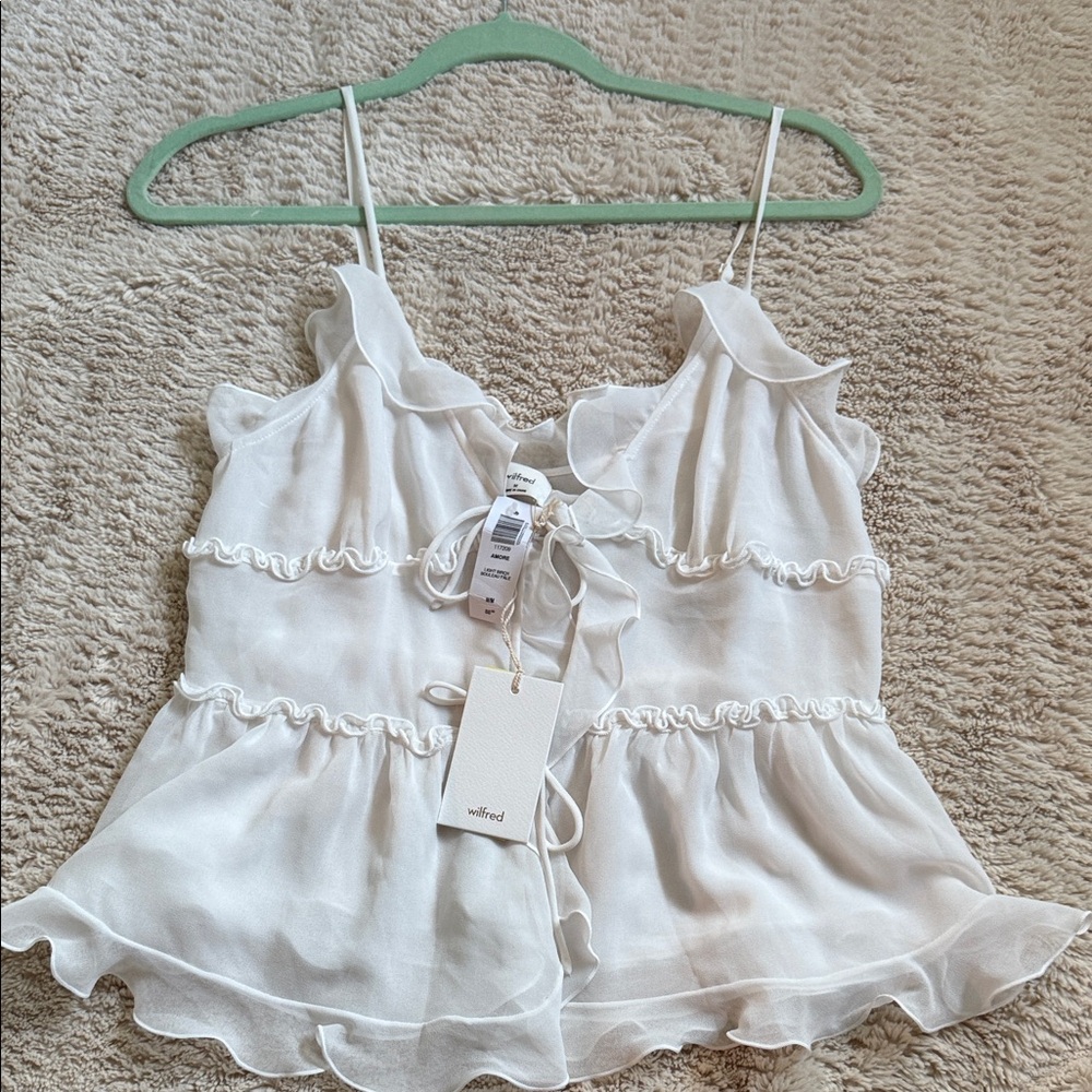Aritzia White Ruffled Tiered Camisole